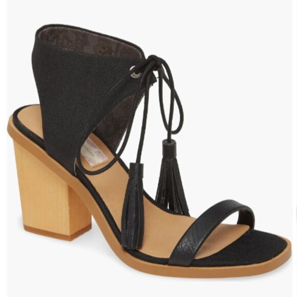 Band Of Gypsies Margarita Canvas Open Toe Heel Sandals Black B*O*G COLLECTIVE - Picture 1 of 7
